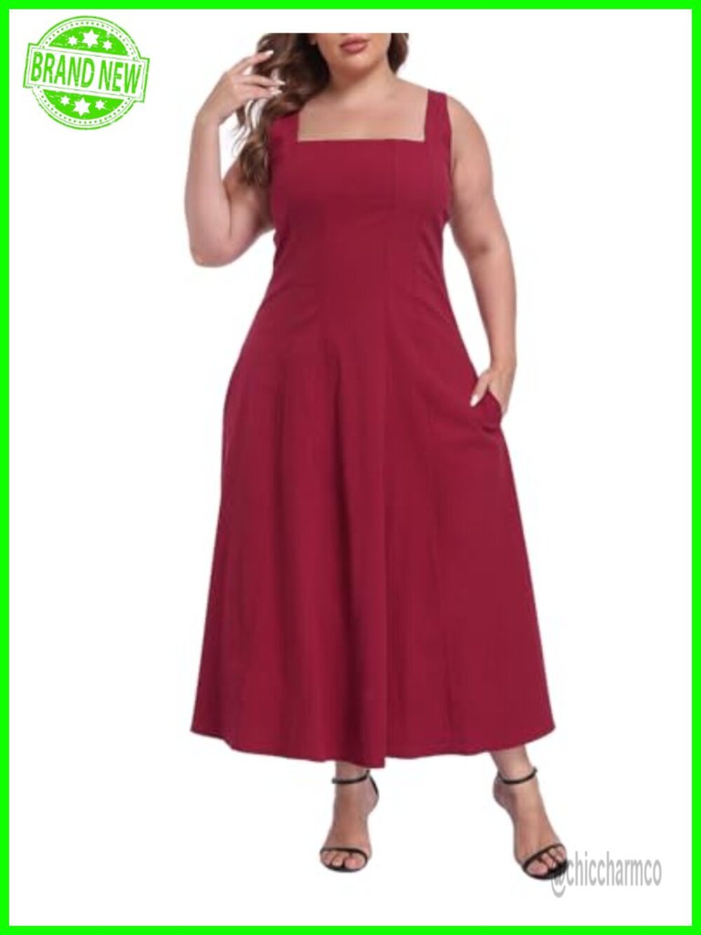 Plus Size Sleeveless A-Line Sundress with Pockets